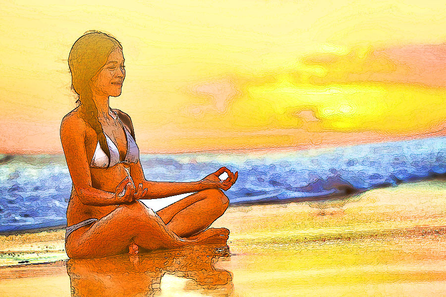 Yoga Sketch - Sand and Surf