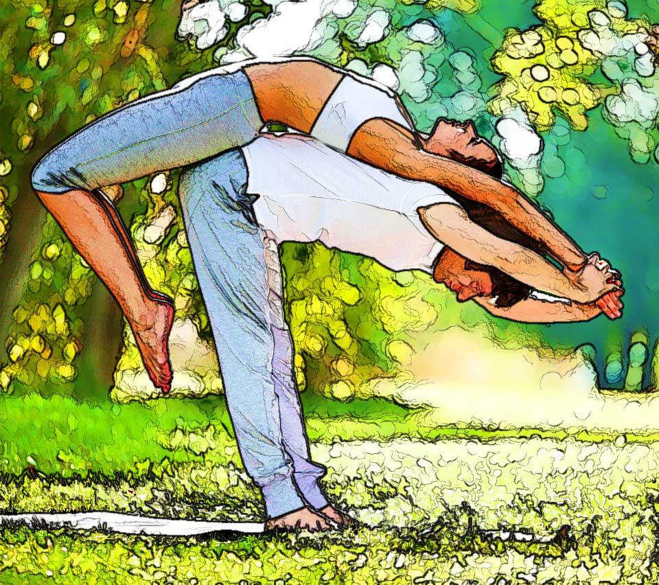 Couple Doing Yoga in the Park