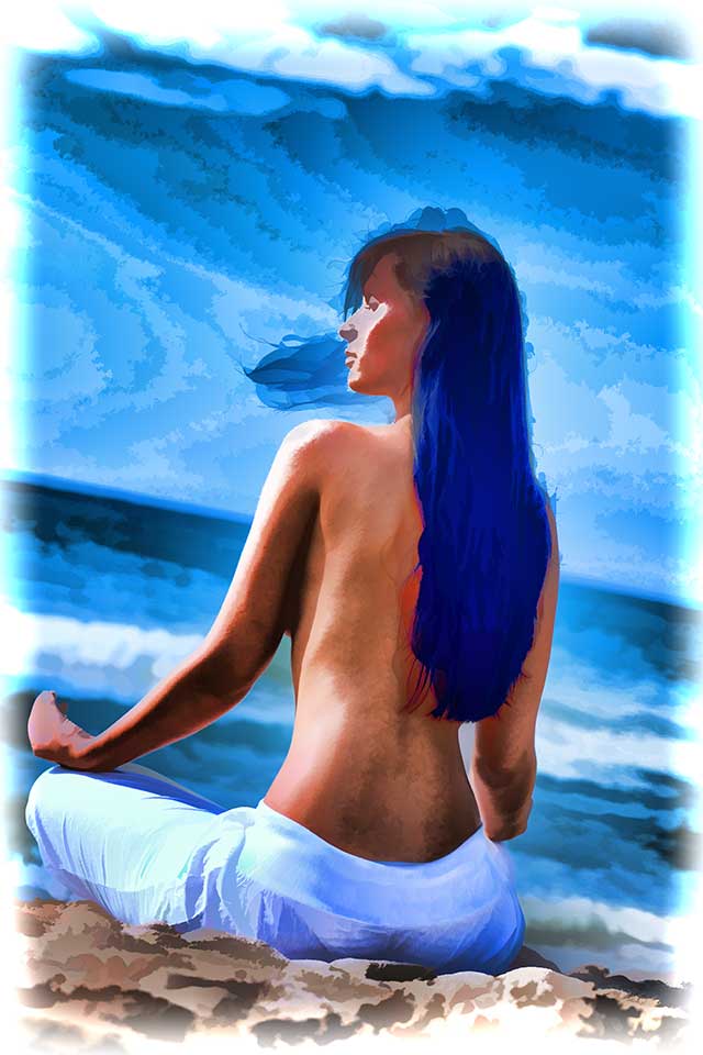Woman in Meditation on the Beach
