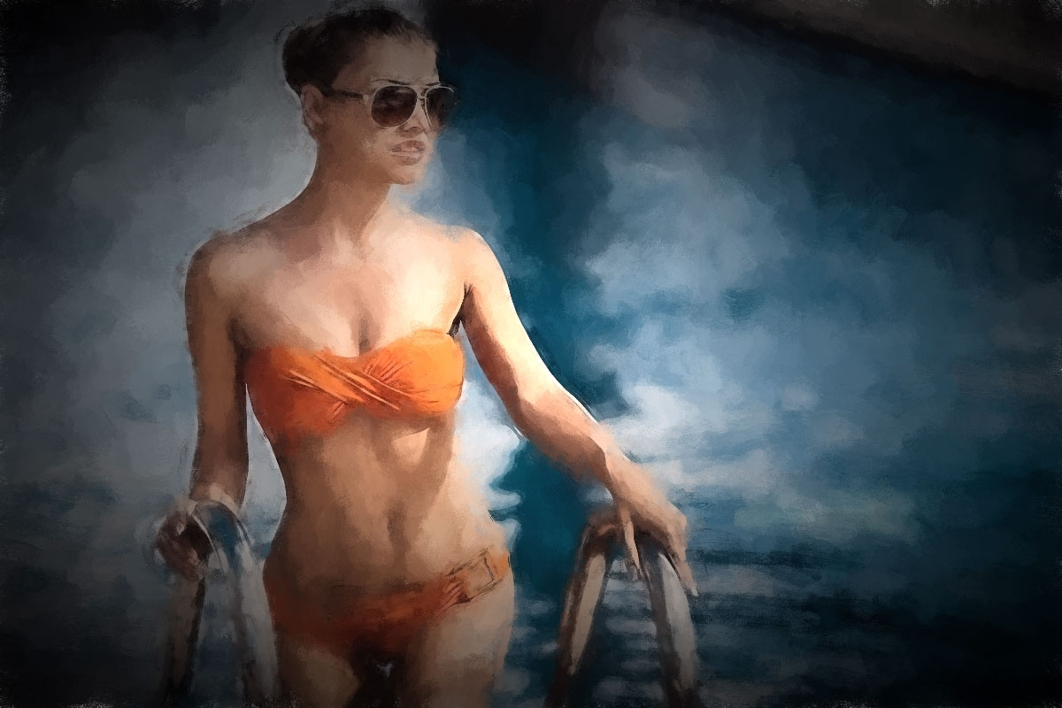 Summertime Pool Orange Bikini