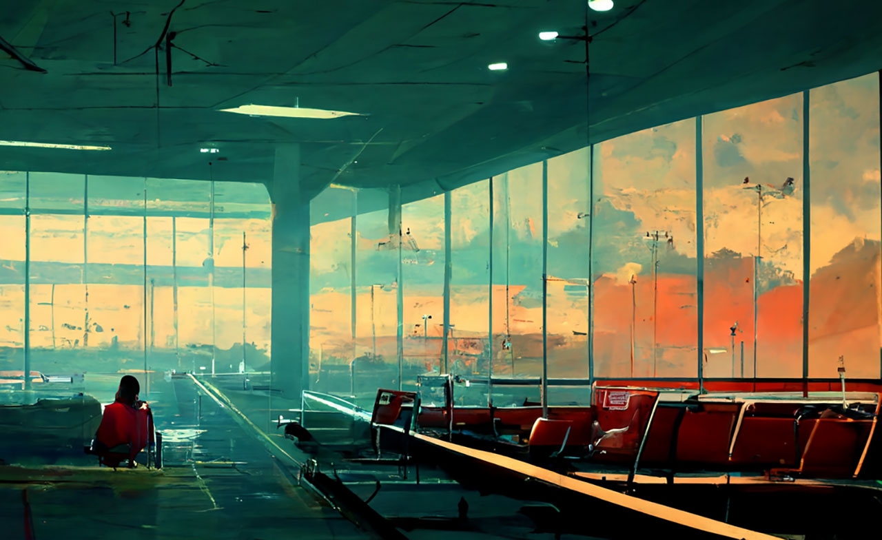 Waiting in an airport