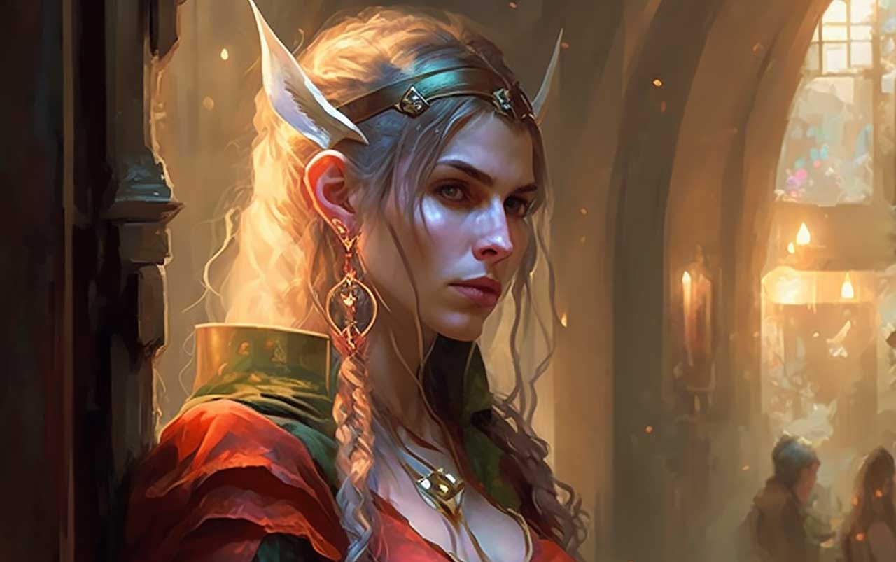 Female Elf Wizard with Dark Blue Hair - wide 4