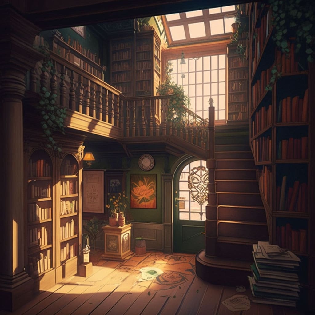 Interior of old bookstore