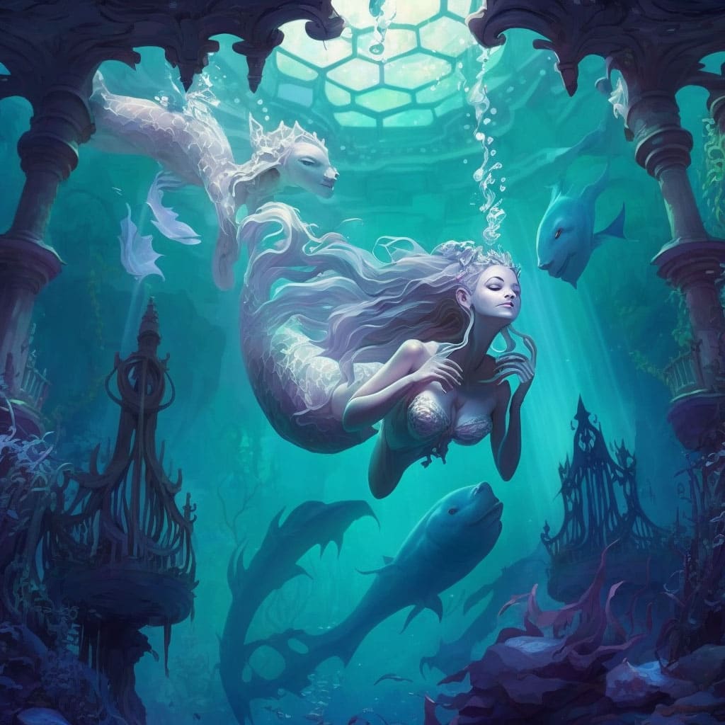 Mermaid swimming underwater